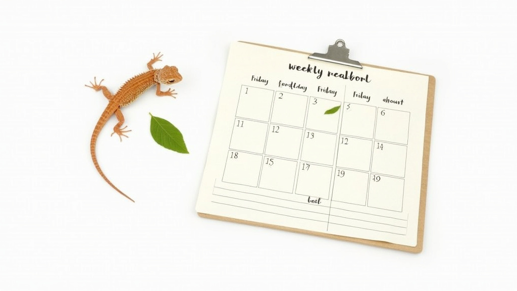 Bearded dragon diet chart showing basil as a weekly herb garnish.