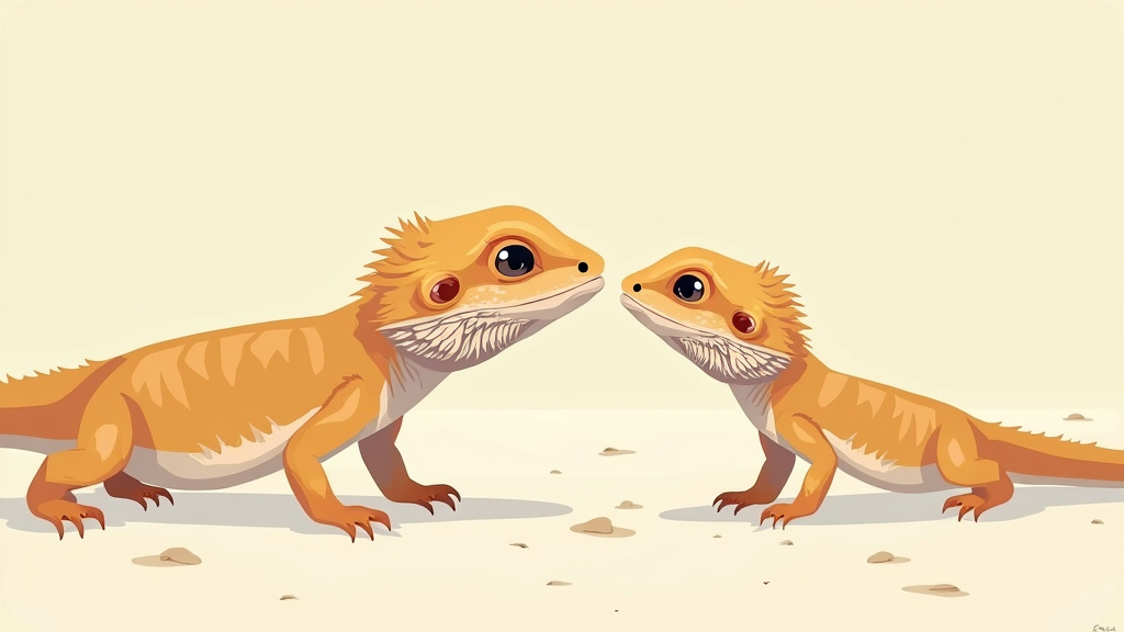 Two baby bearded dragons together showing a significant size difference.