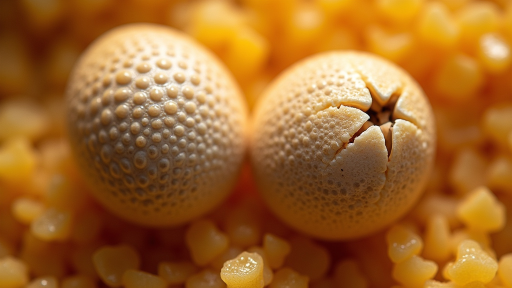 Close-up of dimpled and pipped bearded dragon eggs during final incubation hours.