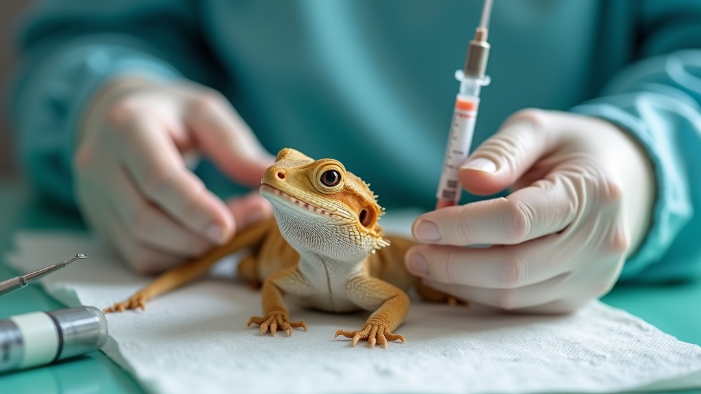Administering post-amputation medication to a bearded dragon with tail injury
