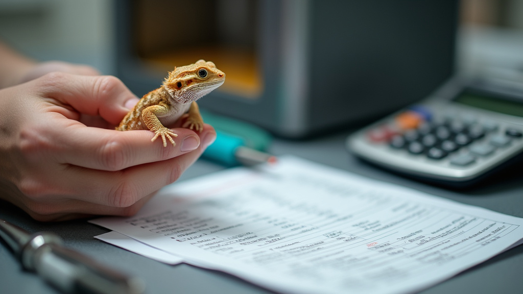 Bearded dragon hatchling held near vet bills and breeding cost calculator
