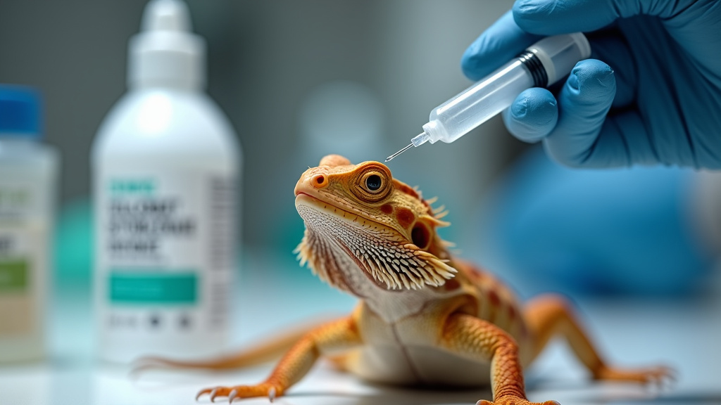 Administering water and medication for bearded dragon with watery poop
