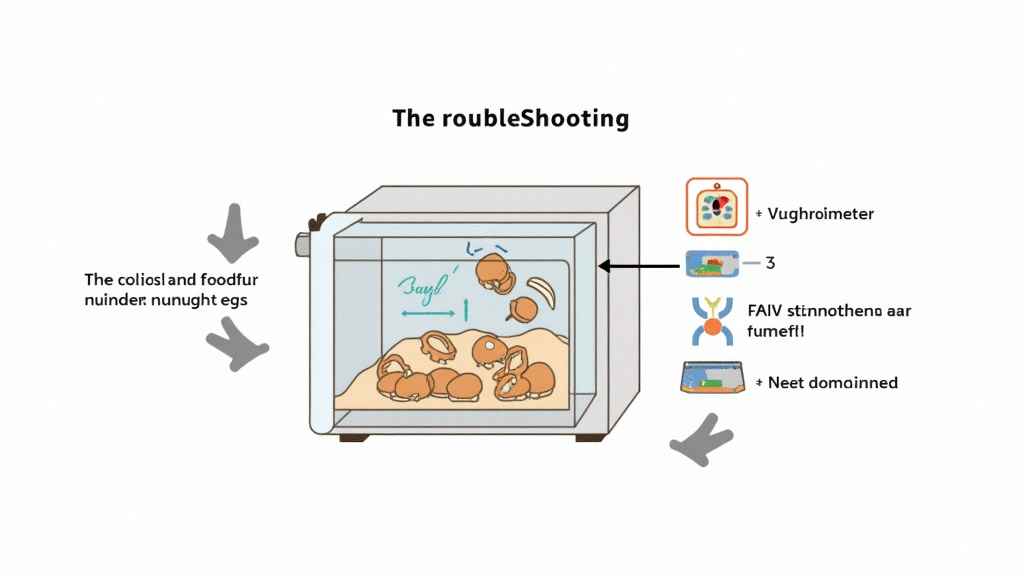 Diagram troubleshooting bearded dragon egg incubation temperature and humidity problems.